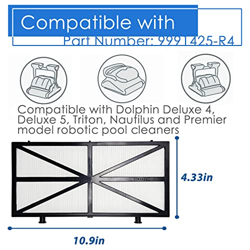 Vickmons 9991425-r4 Pool Cleaner Filter Cartridge Compatible with Dolphin Deluxe 4, Deluxe 5, Triton, Nautilus and Premier Model Rrobotic Pool Cleaners. Part Number: 9991425-r4 4 Pack