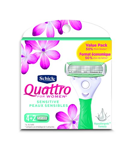 Schick Quattro Ultra Smooth Razor Blade Refills for Women Value Pack, 6 Count