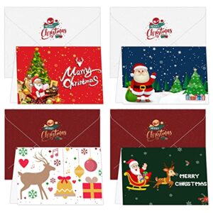 POWER UNICO FLOWER 16 pcs Christmas Greeting Cards with Envelopes - Xmas Note Cards with Four Festive Designs - Christmas Deacration Party Favors 4*6in (4x6in, 167)