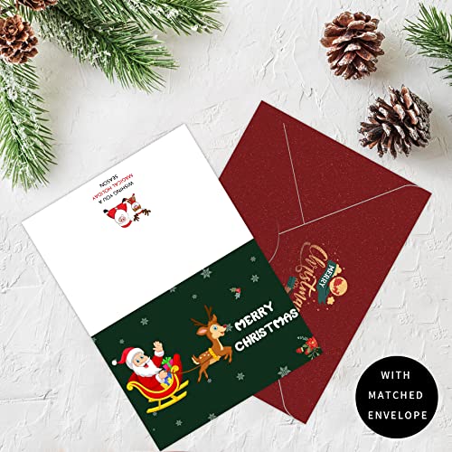 POWER UNICO FLOWER 16 pcs Christmas Greeting Cards with Envelopes - Xmas Note Cards with Four Festive Designs - Christmas Deacration Party Favors 4*6in (4x6in, 167)