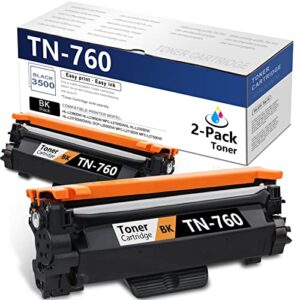 drawn [𝑯𝒊𝒈𝒉 𝒀𝒊𝒆𝒍𝒅, 3,500 yield] 2-pack tn-760 tn760 black toner cartridge compatible replacement for brother hl-l2350dw hl-l2370dw/dwxl mfc-l2750dw mfc-l2750dwxl dcp-l2550dw printer toner