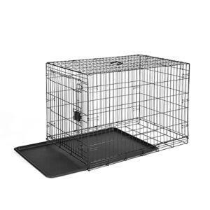 amazon basics foldable metal wire dog crate with tray, single door, 42 inch