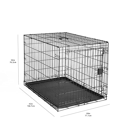 Amazon Basics Foldable Metal Wire Dog Crate with Tray, Single Door, 42 Inch