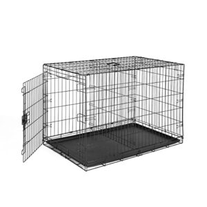 Amazon Basics Foldable Metal Wire Dog Crate with Tray, Single Door, 42 Inch