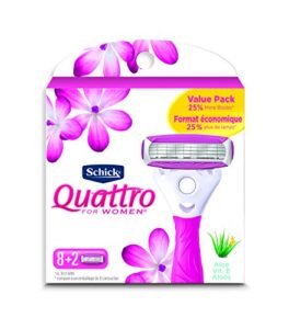 schick quattro ultra smooth razor blade refills for women value pack, 10 count