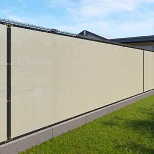 windscreen4less heavy duty fence privacy screen beige 6′ x 40′ with reinforced bindings and brass grommets garden windscreen mesh net for outdoor yard-cable zip ties included