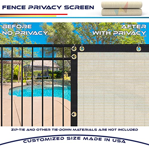 Windscreen4less Heavy Duty Fence Privacy Screen Beige 6' x 40' with Reinforced Bindings and Brass Grommets Garden Windscreen Mesh Net for Outdoor Yard-Cable Zip Ties Included