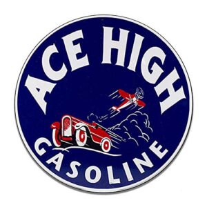 brotherhood ace high ethyl gasoline corporation motor oil gas insignia emblem seal vintage gas signs reproduction car company vintage style metal signs round metal tin aluminum sign garage home decor