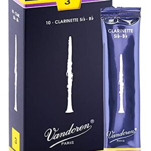 Vandoren CR103 Bb Clarinet Traditional Reeds Strength 3; Box of 10