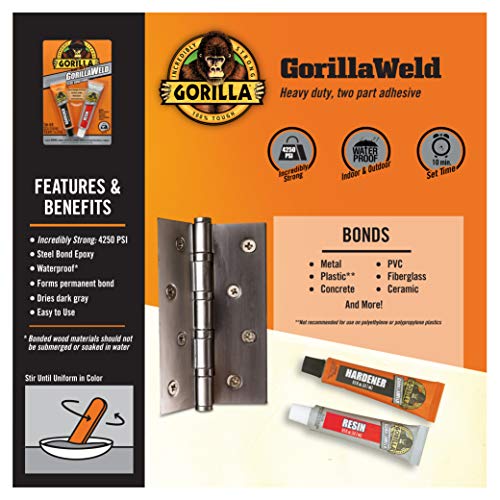 Gorilla Heavy Duty GorillaWeld Steel Bond 2-Part Epoxy, Black, (Pack of 6)