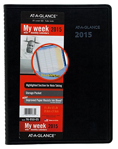 AT-A-GLANCE Weekly and Monthly Planner 2015, Includes QuickNotes, Wirebound, 8.25 x 10.88 Inch Page Size, Black (76-950-05)