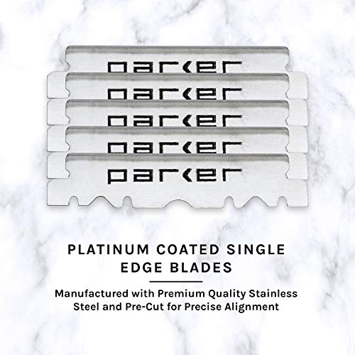 Parker SRX 100% Stainless Steel Straight Edge Professional Barber Razor & 5 Parker Premium Half Blades