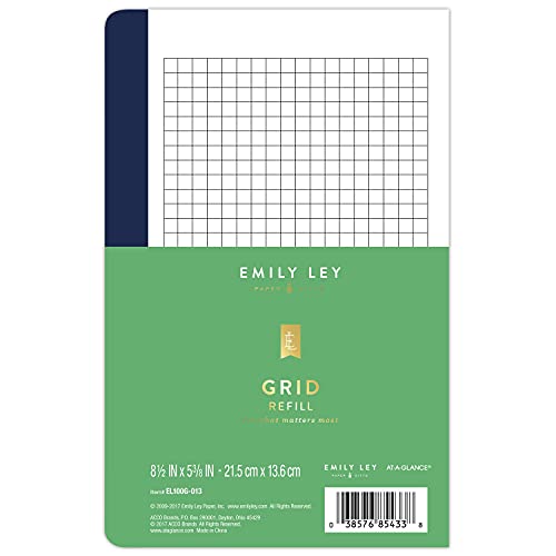 Simplified System by Emily Ley for AT-A-GLANCE, Undated Grid Notes Refill, 5-1/2" x 8-1/2", Desk Size, Loose-Leaf, 7 Ring (EL100G-013)