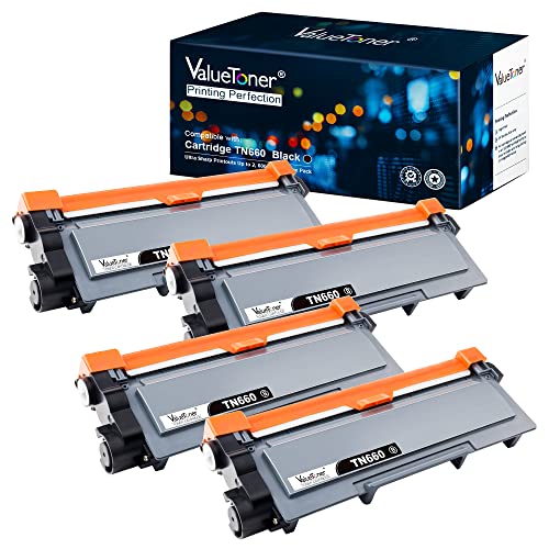 Valuetoner TN660 Toner Cartridge Compatible Replacement for Brother TN660 TN-660 TN630 TN-630 for HL-L2300D HL-L2320D HL-L2340DW HL-L2360DW MFC-L2720DW MFC-L2740DW DCP-L2540DW Printer (Black, 4 Pack)