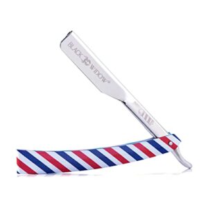 barber straight razor kit – durable barber straight edge razor kit with 10 double- edge straight razor, straight razor shaving kit (red,white,blue)