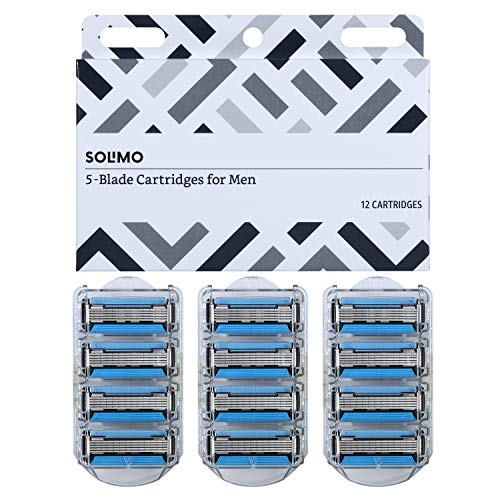 Solimo 5-Blade Razor Refills for Men with Dual Lubrication and Precision Beard Trimmer, 12 Cartridges & 3-Blade MotionSphere Razor for Men with Dual Lubrication, Handle & 2 Cartridges