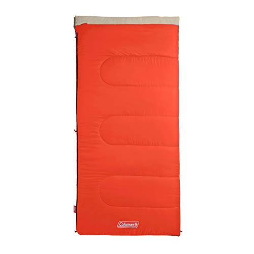 Coleman Oak Point Big & Tall Sleeping Bag, Cool-Weather 30°F Sleeping Bag for Adults, No-Snag Zipper with Stuff Sack Included, Machine Washable Fits Adults Up to 6ft 4in Tall