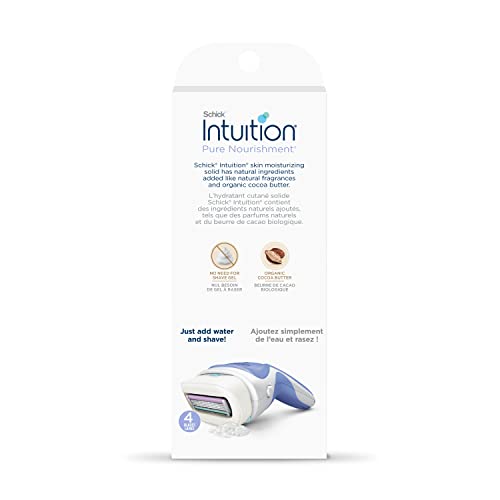 Schick Intuition Pure Nourishment Razors for Women | 1 Razor & 2 Intuition Razor Blades Refill with Organic Cocoa Butter