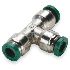 Parker Hannifin 164PLP-4 Prestolok PLP Nickel Plated Brass Union Tee Push-to-Connect Fitting, 1/4" Push-to-Connect Tube x 1/4" Push-to-Connect Tube