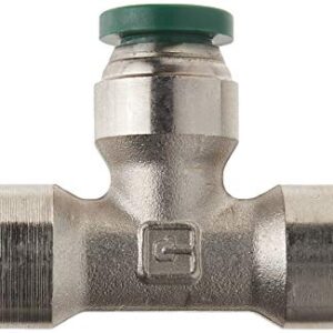 Parker Hannifin 164PLP-4 Prestolok PLP Nickel Plated Brass Union Tee Push-to-Connect Fitting, 1/4" Push-to-Connect Tube x 1/4" Push-to-Connect Tube