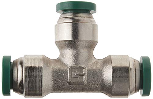 Parker Hannifin 164PLP-4 Prestolok PLP Nickel Plated Brass Union Tee Push-to-Connect Fitting, 1/4" Push-to-Connect Tube x 1/4" Push-to-Connect Tube