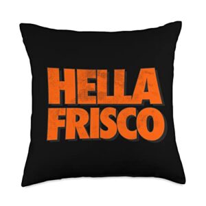 hella frisco shirts, hella love frisco, 415 san francisco throw pillow, 18×18, multicolor