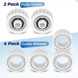 4 Pack Guide Wheels and 2 Pack Pulley Gears Replacement Parts Compatible with Maytronics Dolphin Nautilus, Nautilus CC Plus, M200, M400, M500, Premier Pool Cleaner, Part Number 3884997-R6