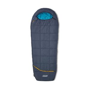 coleman big bay mummy sleeping bag, cool-weather 0°f/20°f/40°f camping sleeping bag for adults with foot ventilation and compression stuff sack, big & tall