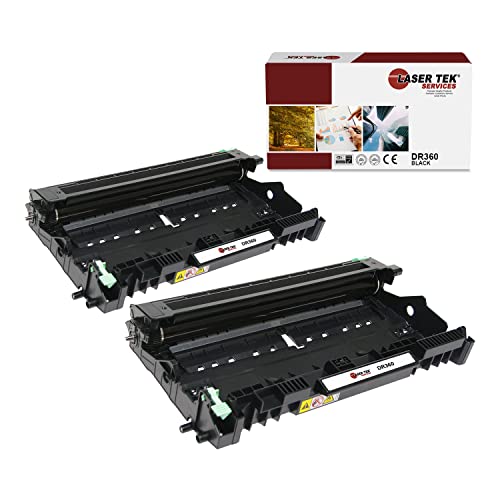 Laser Tek Services Compatible Drum Unit Replacement for Brother DR-360 DR360 Works with Brother HL2130 2140 2150N, MFC7320 7340, DCP7030, DCP7040 Printers (Black, 2 Pack) - 20,000 Pages