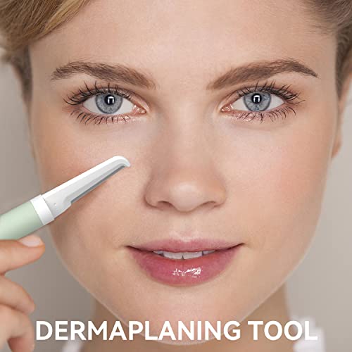 Dermaplaning Tool for Women Face Exfoliation, Durable Eyebrow Razors with 4 Replaceable Blades, Face Razors for Women Peach Fuzz and Dead Skin, Green