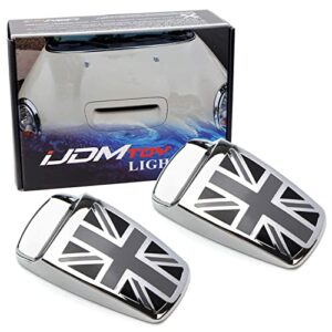 ijdmtoy (2) black uk union jack style window wiper washer spray nozzle covers compatible with all mini cooper models