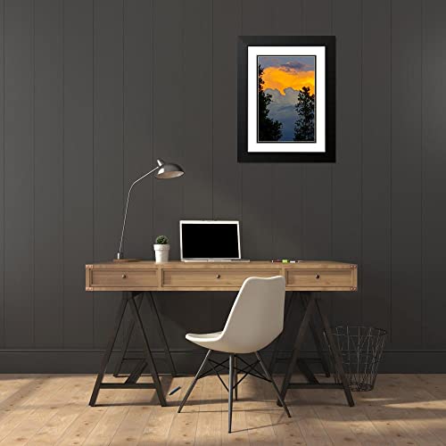 ArtDirect CO, Frisco Thunderstorm Over The Rocky MTS 17x24 Black Modern Wood Framed with Double Matting Museum Art Print by Lord, Fred
