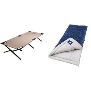 coleman 765353 trailhead ii military style camping cot & sleeping bag | cold-weather 20°f brazos sleeping bag, navy, 10″ x 17.8″ x 10.4″