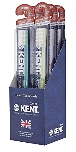 [KENT] COMPACT Small Head Extra Soft Toothbrush for Sensitive Teeth, Gums for Adults & Teens with Braces - (Set of 6)