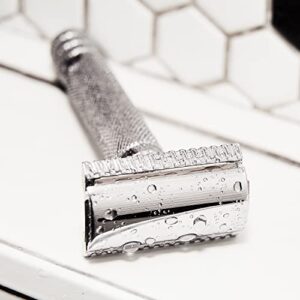 Western Razor Premium Safety Razor, MADE IN USA, with 5 Refill Blades, Chrome