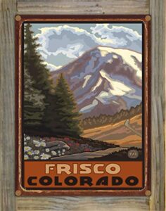 frisco colorado springtime mountains rustic metal print on reclaimed barn wood from travel artwork by artist paul a. lanquist 8.5″ x 11.5″
