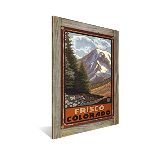 Frisco Colorado Springtime Mountains Rustic Metal Print on Reclaimed Barn Wood from Travel Artwork by Artist Paul A. Lanquist 8.5" x 11.5"