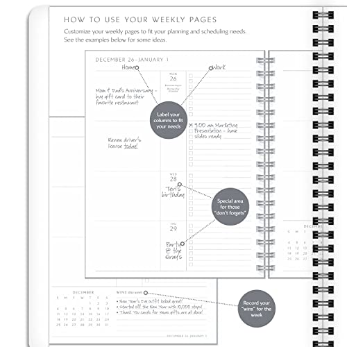 AT-A-GLANCE 2023 Weekly & Monthly Planner, 7" x 8-3/4", Medium, Divided Format, Monthly Tabs, Elevation, Gray (75546L05)