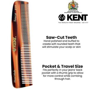 Kent Set Men's Hair Pocket Combs, Tortoise 81T X-Small, FOT All Fine Tooth, R7t Double Toothed Fine and Coarse. Best Hair, Beard and Mustache Grooming Kit for Travel and Home Care, Handmade in England