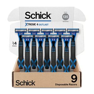 schick xtreme 4 outlast razor â€” schick xtreme4 disposable razors men, 9 count (pack of 1)
