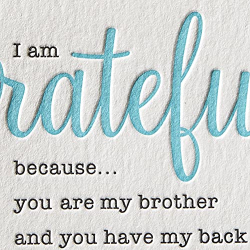 NIQUEA.D Happy Birthday Card, Grateful Brother Letter Press (NB-0218), (4.125 x 5.5) Vertical