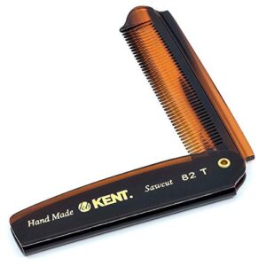 kent 82t 4″ handmade folding pocket comb for men, fine tooth hair comb straightener for everyday grooming styling hair, beard or mustache, use dry or with balms, saw cut hand polished, made in england