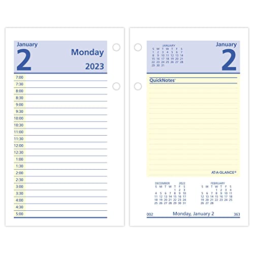 AT-A-GLANCE 2023 Daily Desk Calendar Refill, 3-1/2" x 6", Loose Leaf, QuickNotes (E51750)