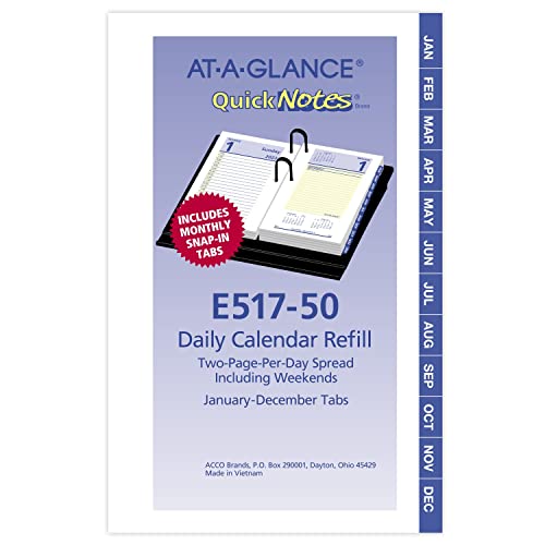 AT-A-GLANCE 2023 Daily Desk Calendar Refill, 3-1/2" x 6", Loose Leaf, QuickNotes (E51750)