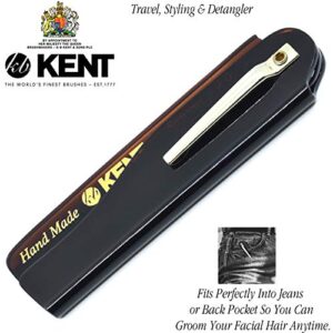 Kent 20T Handmade Folding Pocket Comb for Men, Fine Tooth Hair Comb Straightener for Everyday Grooming Styling Hair, Beard or Mustache, Use Dry or with Balms, Saw Cut Hand Polished, Made in England