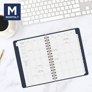 AT-A-GLANCE 2023 Weekly & Monthly Planner, 5-1/2" x 8-1/2", Small, Spiral Bound, Monthly Tabs, Pocket, Signature, Navy (YP20020)