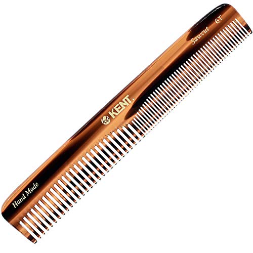 Kent 6T 6.9 Inch Double Tooth Hair Dressing Comb, Fine and Wide Tooth Dresser Comb For Hair, Beard and Mustache, Coarse and Fine Hair Styling Grooming Comb for Men, Women and Kids. Made in England