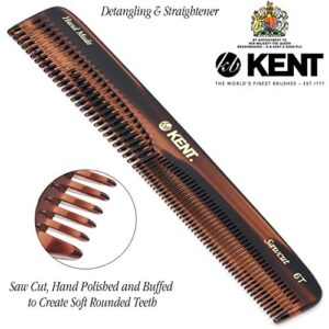 Kent 6T 6.9 Inch Double Tooth Hair Dressing Comb, Fine and Wide Tooth Dresser Comb For Hair, Beard and Mustache, Coarse and Fine Hair Styling Grooming Comb for Men, Women and Kids. Made in England