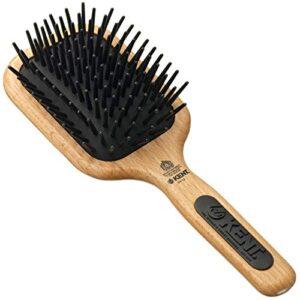 Kent PF19 Beechwood Cushion Paddle Brush - Scalp Massager and Detangler Brush - The Hair Brush for Thick Hair - Scalp Massager Hair Growth Stimulator - Hair Detangler Brush and Curly Hair Brush