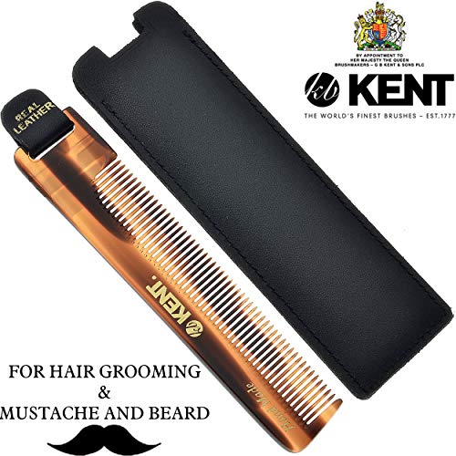 Kent NU22 Handmade Pocket Comb for Men, All Fine Tooth Hair Comb Straightener for Everyday Grooming Styling Hair, Beard and Mustache, Use Dry or with Balms, Saw Cut and Hand Polished, Made in England